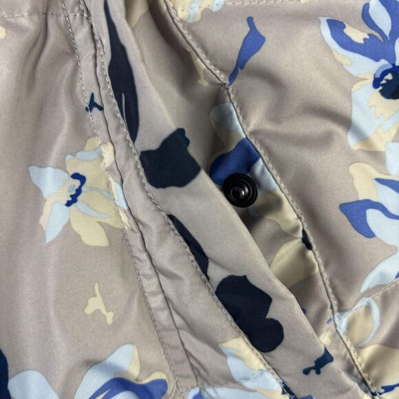 Lands' End Vest Womens Large Tall Floral Puffer Down Beige Blue Zip Pockets - Picture 7 of 13